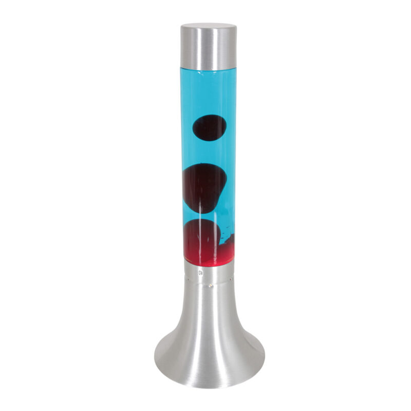 Staalkleurige lavalamp Volcan 3117ST met helder en rode vloeistof - Afbeelding 2
