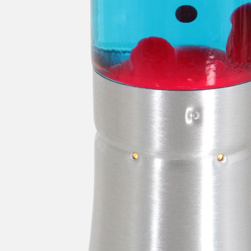 Staalkleurige lavalamp Volcan 3117ST met helder en rode vloeistof - Afbeelding 10