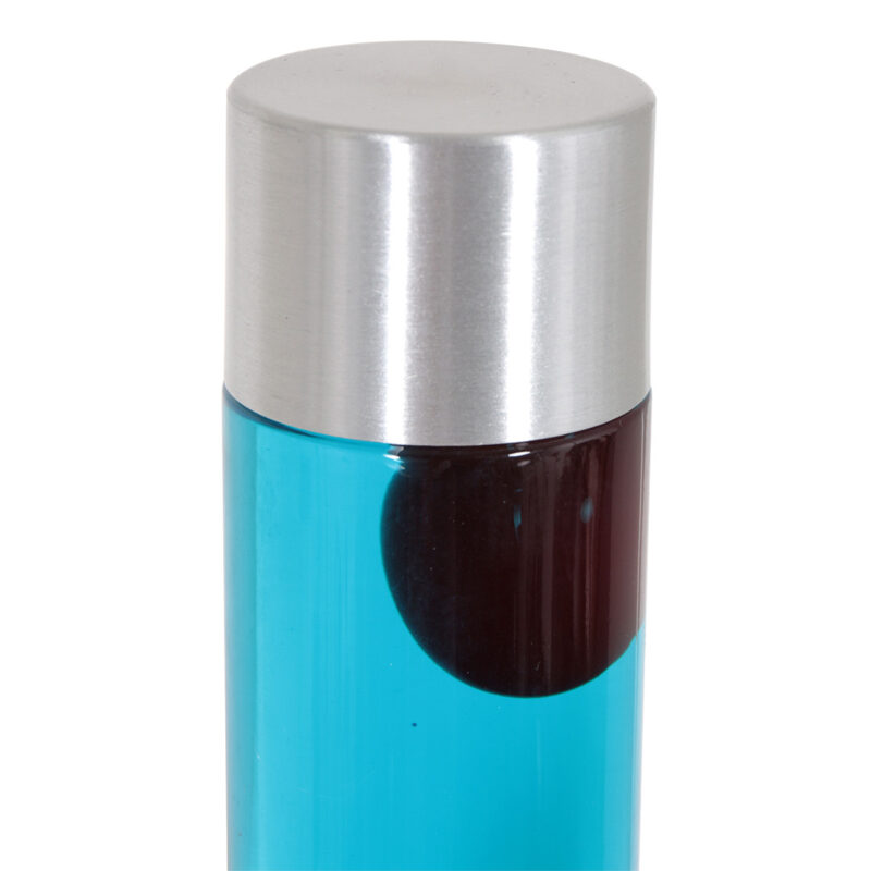 Staalkleurige lavalamp Volcan 3117ST met helder en rode vloeistof - Afbeelding 3