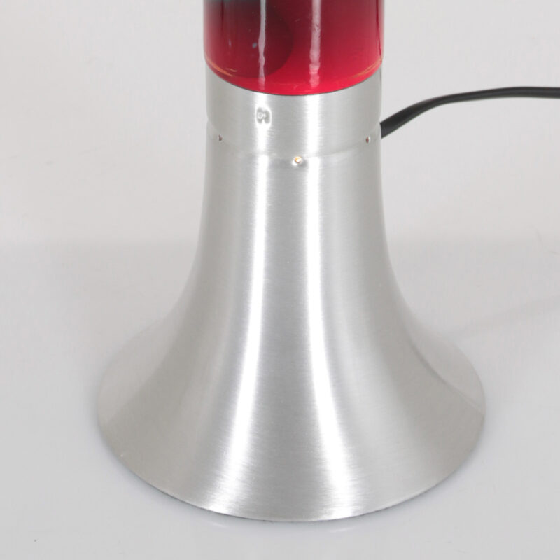 Staalkleurige lavalamp Volcan 3117ST met helder en rode vloeistof - Afbeelding 4