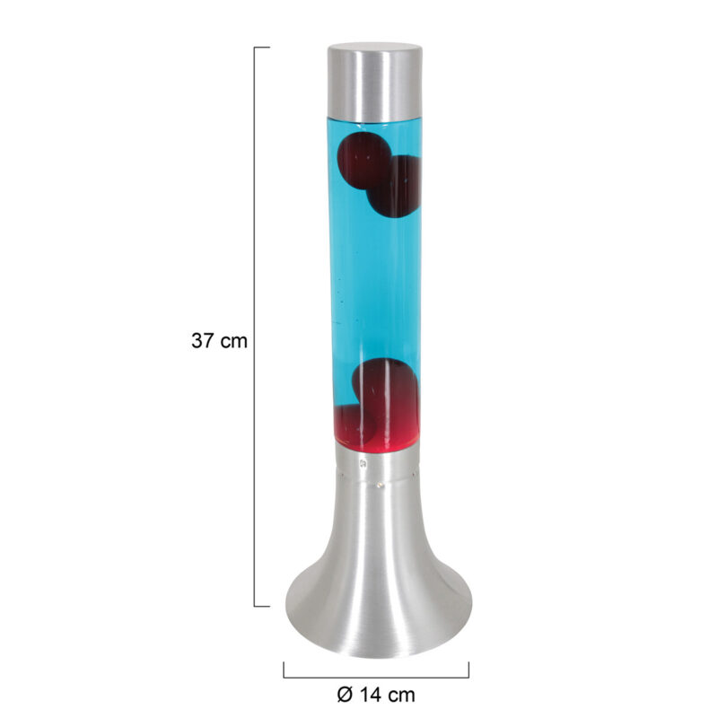 Staalkleurige lavalamp Volcan 3117ST met helder en rode vloeistof - Afbeelding 6