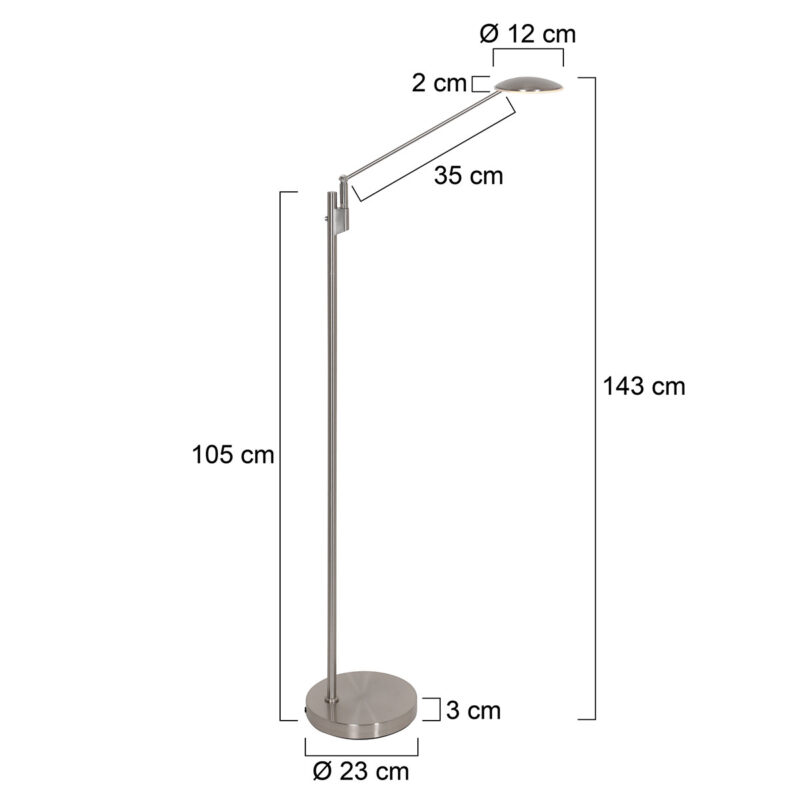 Staalkleurige leeslamp Daphne 3393ST Lichtkleur instelbaar - Afbeelding 7