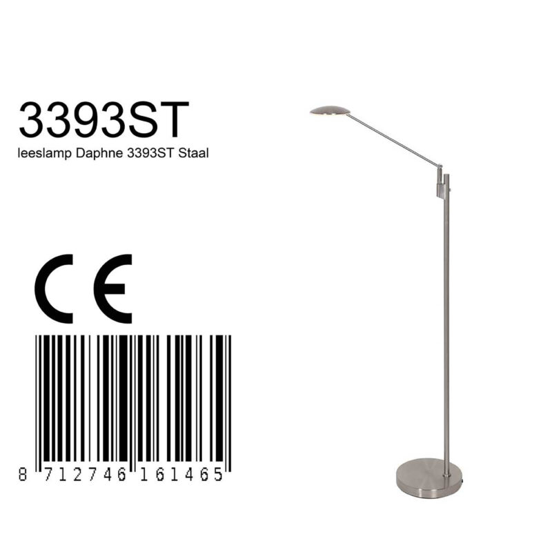 Staalkleurige leeslamp Daphne 3393ST Lichtkleur instelbaar - Afbeelding 8