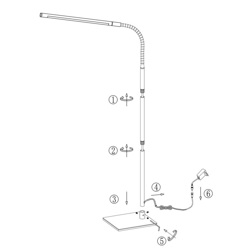 Staalkleurige leeslamp Serpent 3115ST met dimmer en flexsibele arm - Afbeelding 9