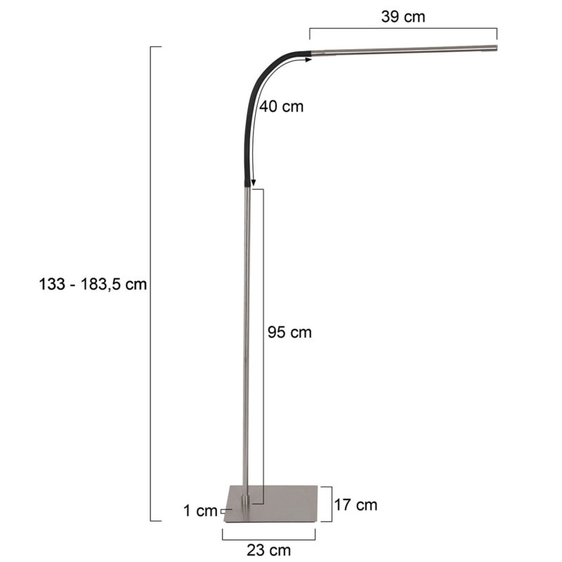 Staalkleurige leeslamp Serpent 3115ST met dimmer en flexsibele arm - Afbeelding 7