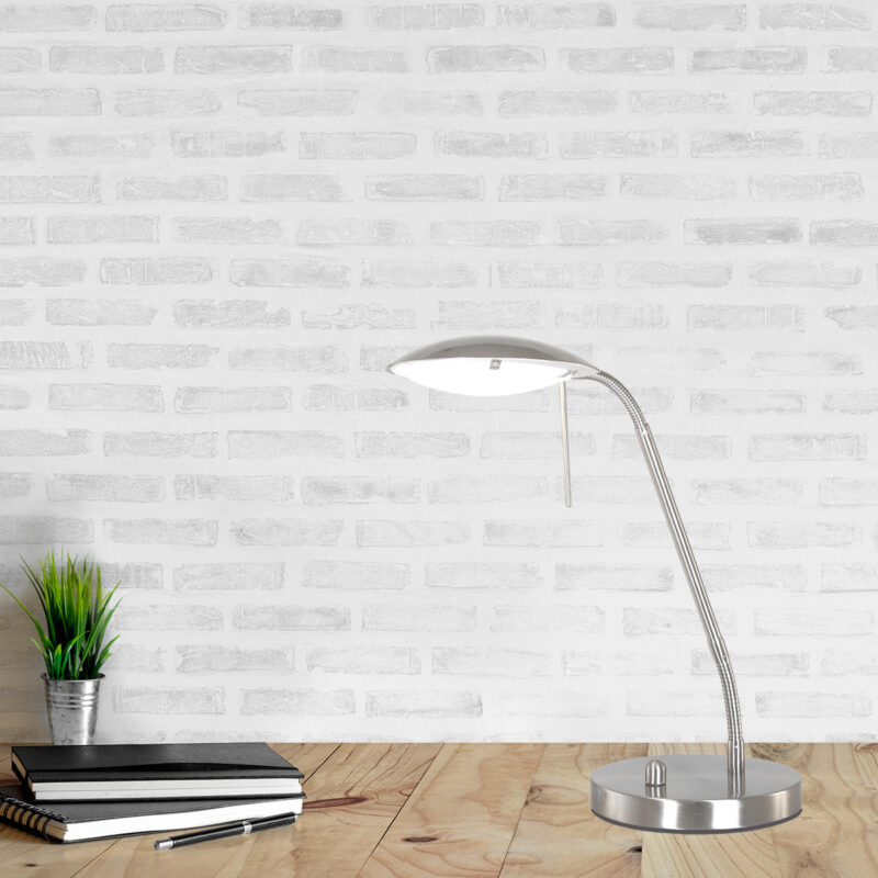Staalkleurige tafellamp Eloi 1315ST met draai dimmer - Afbeelding 3