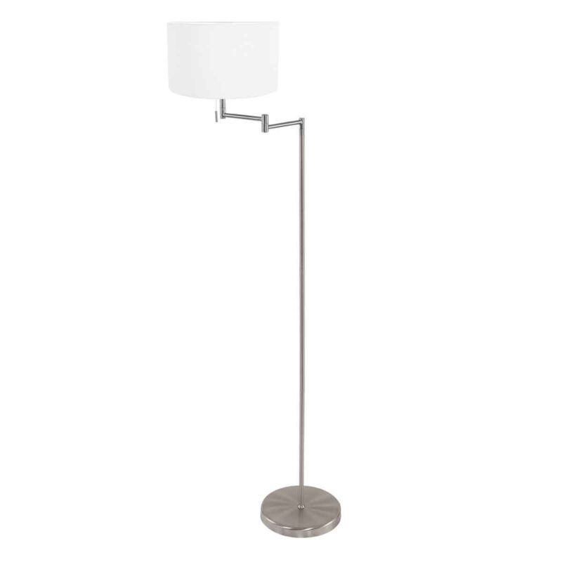 Staalkleurige vloerlamp Bella 3875ST met wit linnen kap - Afbeelding 2