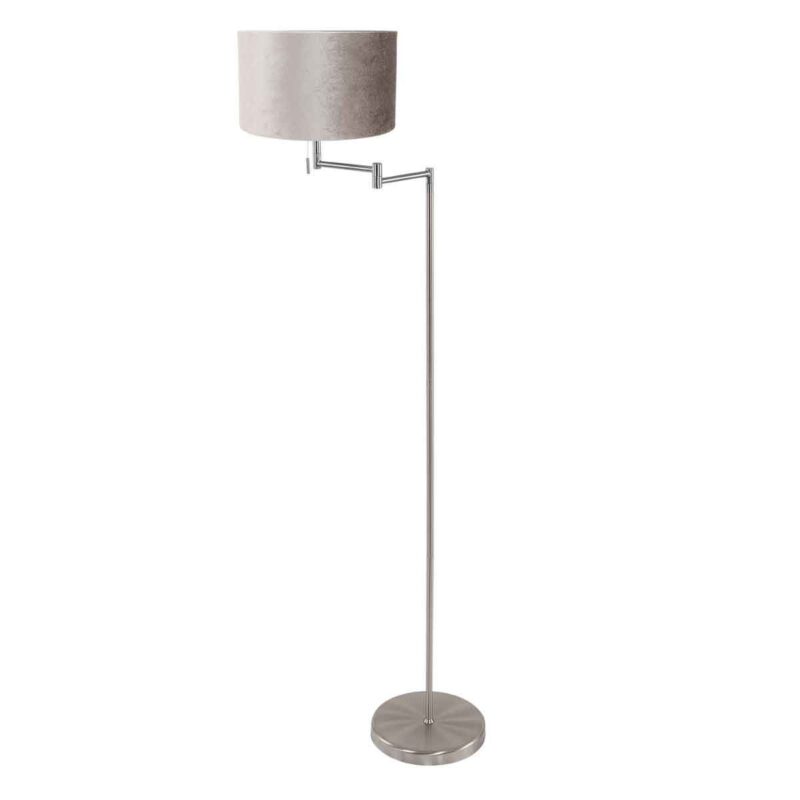 Staalkleurige vloerlamp Bella 3876ST met grijs velours kap - Afbeelding 2
