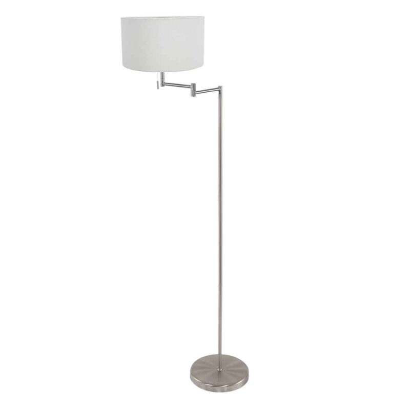 Staalkleurige vloerlamp Bella 3878ST met wit grof linnen kap - Afbeelding 2