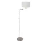 Staalkleurige vloerlamp Bella 3878ST met wit grof linnen kap