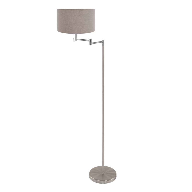 Staalkleurige vloerlamp Bella 3879ST met grijze velours kap - Afbeelding 2