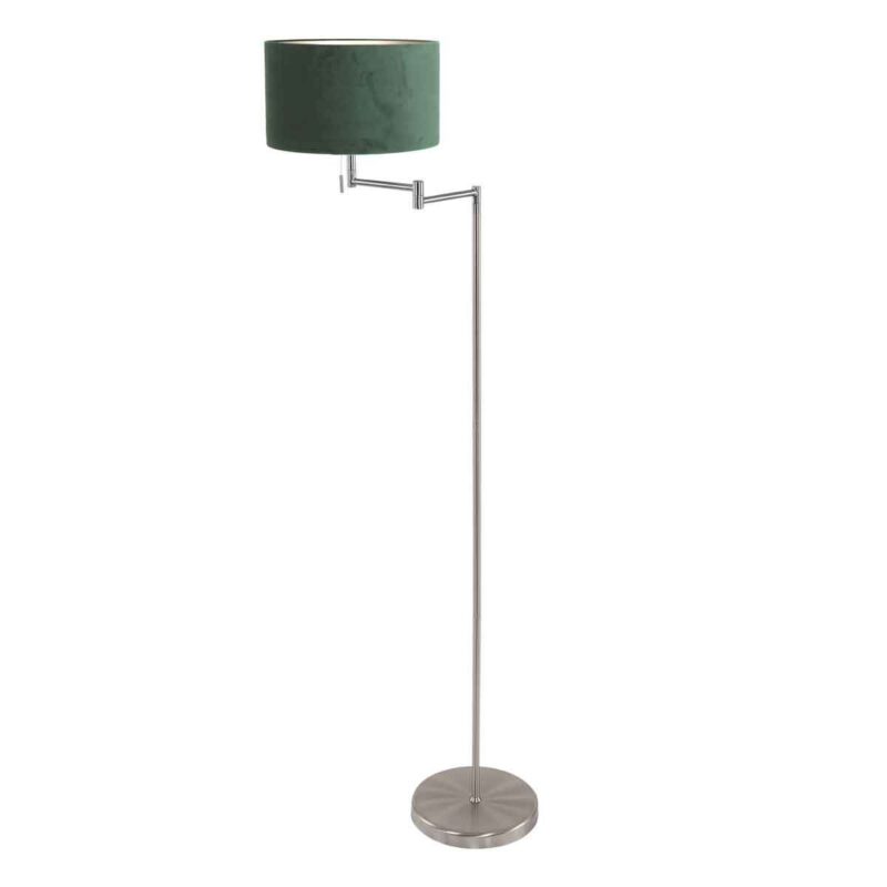Staalkleurige vloerlamp Bella 3880ST met groen velours kap - Afbeelding 2
