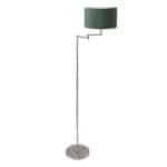 Staalkleurige vloerlamp Bella 3880ST met groen velours kap