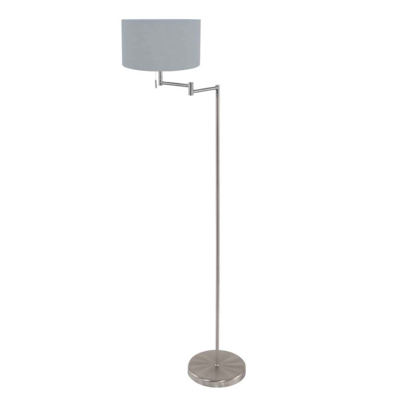 Staalkleurige vloerlamp Bella 3882ST met blauw linnen lampenkap - Afbeelding 2