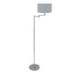 Staalkleurige vloerlamp Bella 3882ST met blauw linnen lampenkap