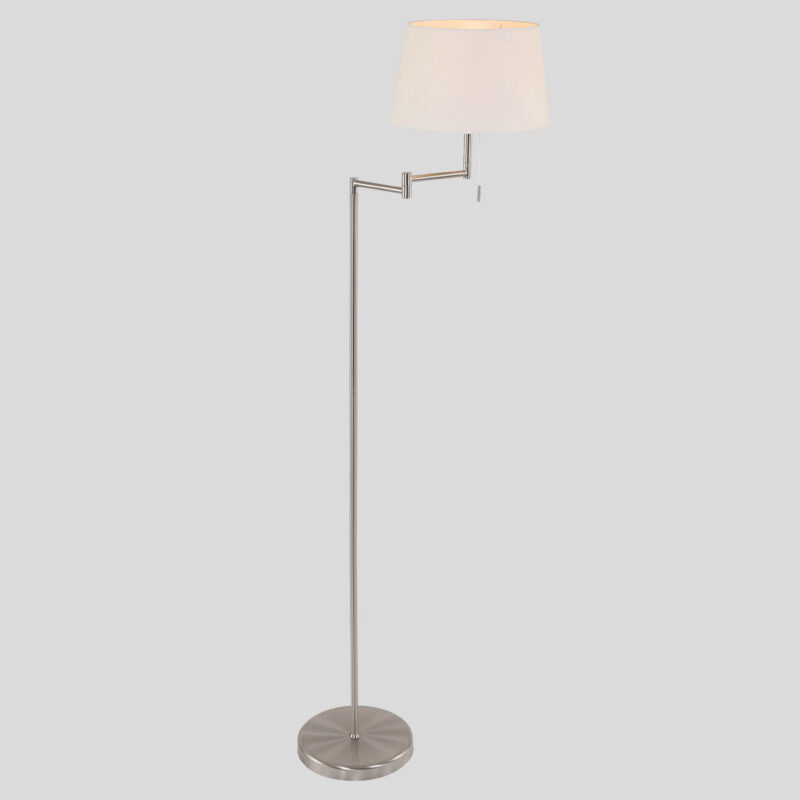 Staalkleurige vloerlamp Bella 5894ST met wit linnen kap - Afbeelding 14