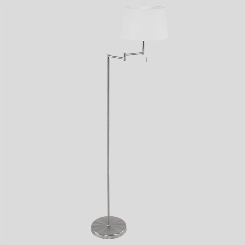 Staalkleurige vloerlamp Bella 5894ST met wit linnen kap - Afbeelding 15