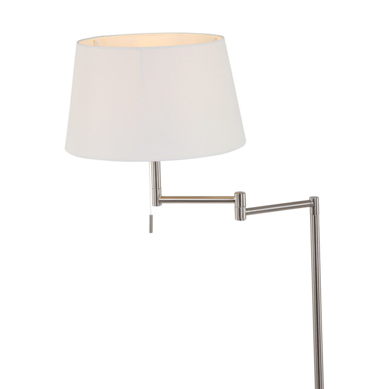 Staalkleurige vloerlamp Bella 5894ST met wit linnen kap - Afbeelding 5