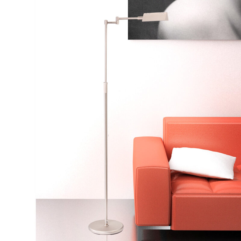 Staalkleurige vloerlamp Karl 5895ST met dimmer en in hoogte verstelbaar - Afbeelding 3