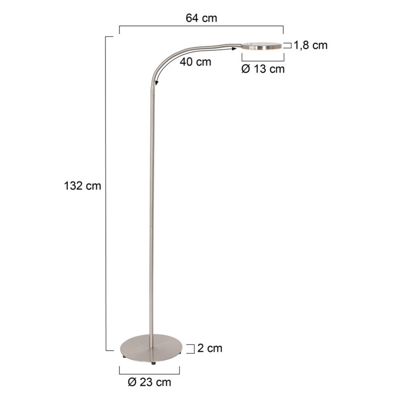 Staalkleurige vloerlamp Platu 3351ST lichtkleur instelbaar - Afbeelding 7