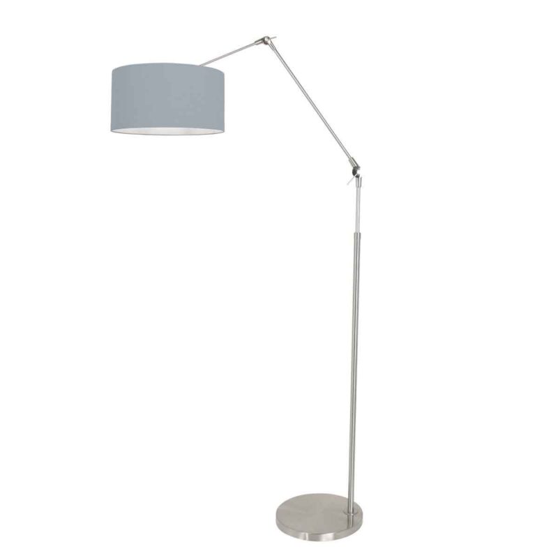 Staalkleurige vloerlamp Prestige Chic 3937ST met blauw grof linnen kap - Afbeelding 2