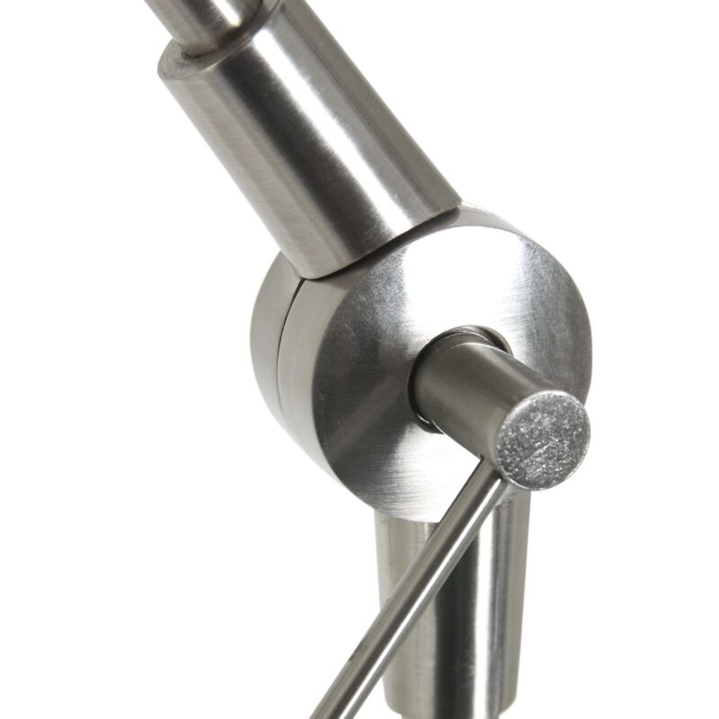 Staalkleurige vloerlamp Prestige Chic 3937ST met blauw grof linnen kap - Afbeelding 4