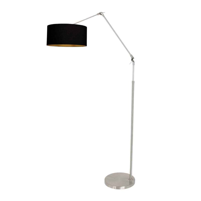 Staalkleurige vloerlamp Prestige Chic 3975ST met zwart linnen kap - Afbeelding 2