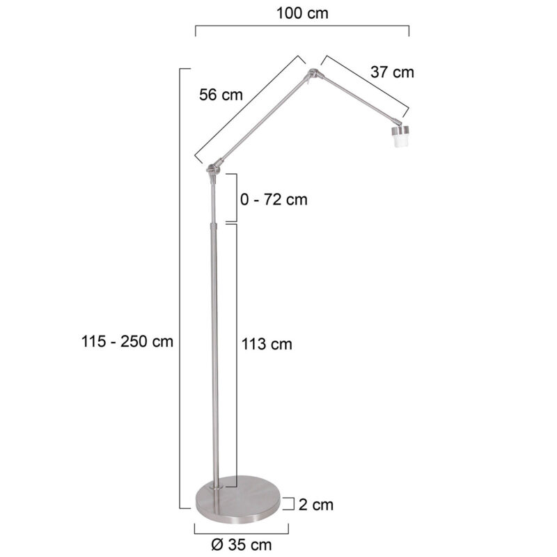 Staalkleurige vloerlamp Prestige Chic 7395ST zonder kap - Afbeelding 6