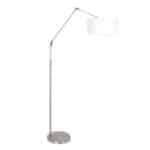 Staalkleurige vloerlamp Prestige Chic 8100ST met wit fijn linnen kap