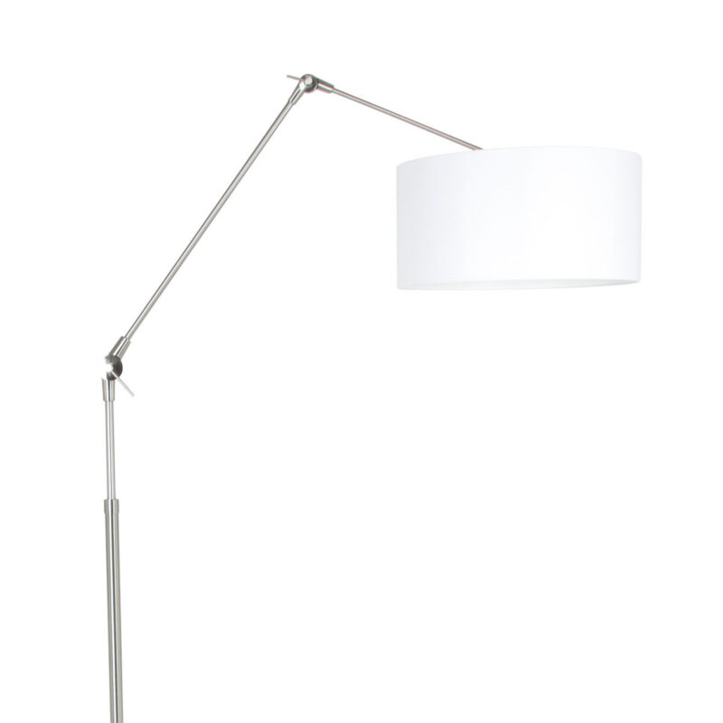 Staalkleurige vloerlamp Prestige Chic 8100ST met wit fijn linnen kap - Afbeelding 16