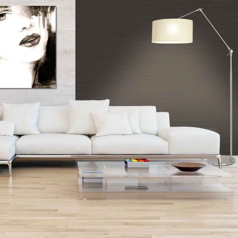 Staalkleurige vloerlamp Prestige Chic 8100ST met wit fijn linnen kap - Afbeelding 3