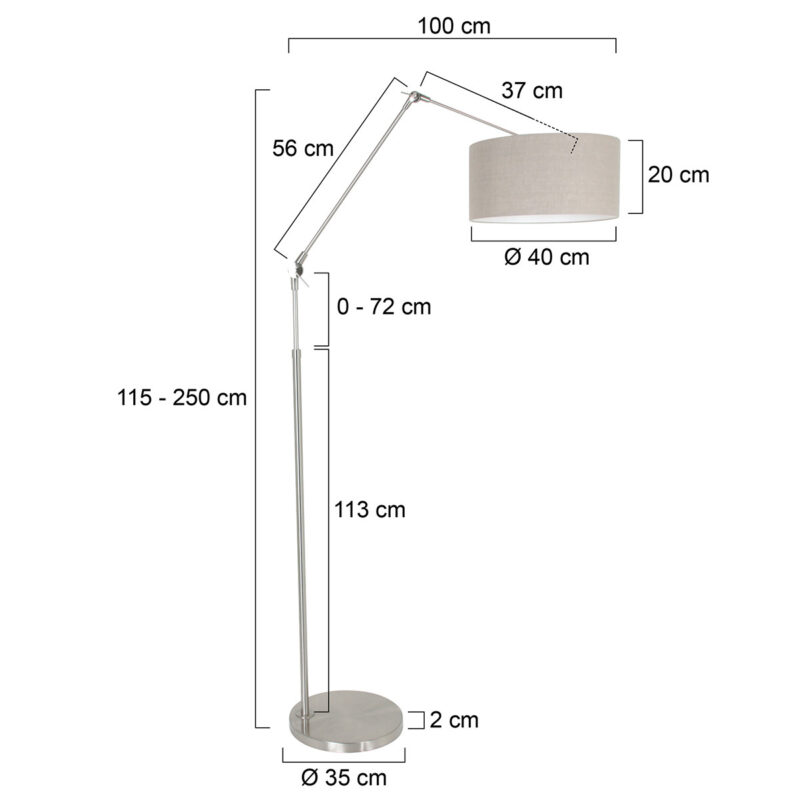 Lampadaire couleur acier Prestige Chic 8101ST avec abat-jour en lin gris - Image 6