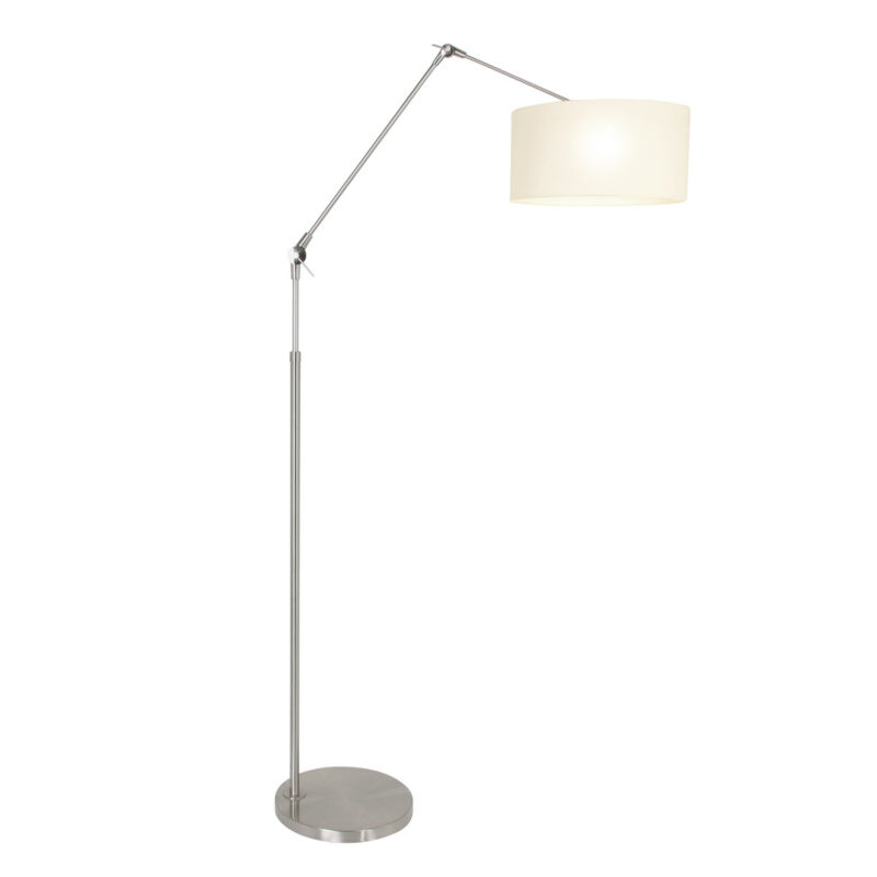 Staalkleurige vloerlamp Prestige Chic 8102ST met wit grof linnen kap - Afbeelding 2