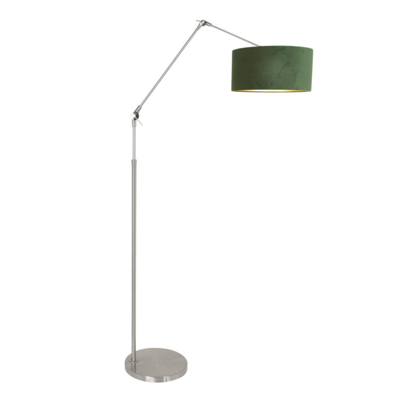 Staalkleurige vloerlamp Prestige Chic 8103ST met groen velours kap - Afbeelding 2