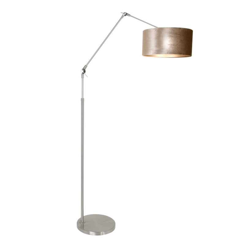 Staalkleurige vloerlamp Prestige Chic 8104ST met zilver velours kap - Afbeelding 2