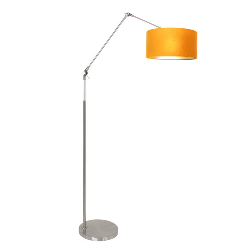 Staalkleurige vloerlamp Prestige Chic 8105ST met goud velours kap - Afbeelding 2