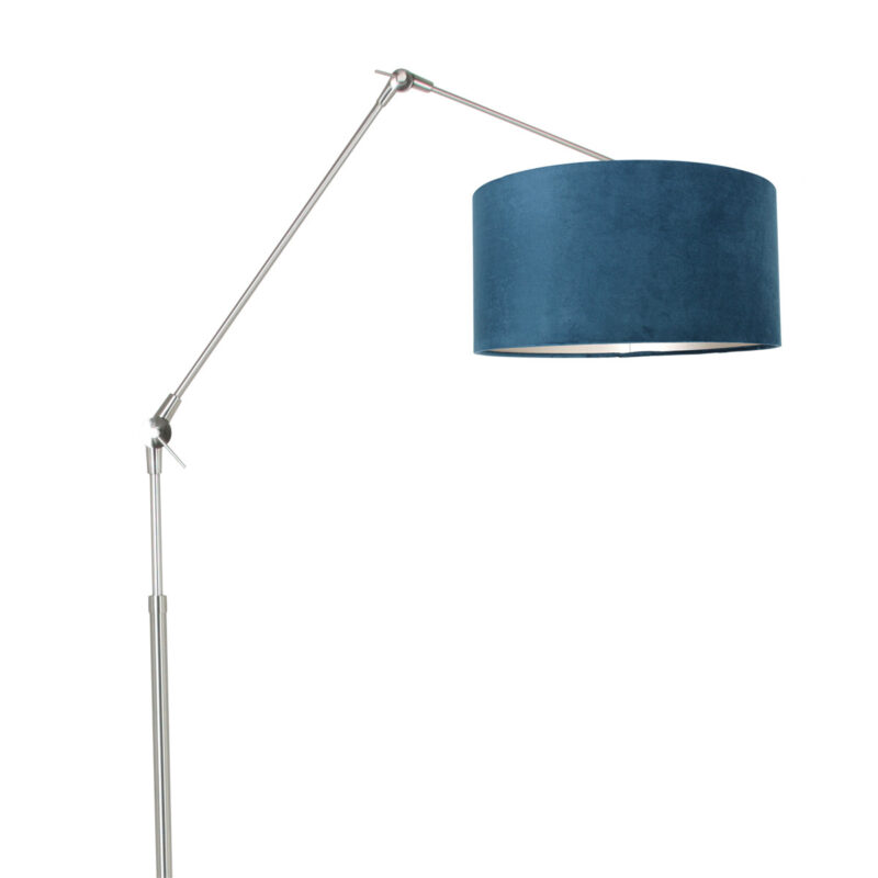 Staalkleurige vloerlamp Prestige Chic 8237ST met blauw velours kap - Afbeelding 15