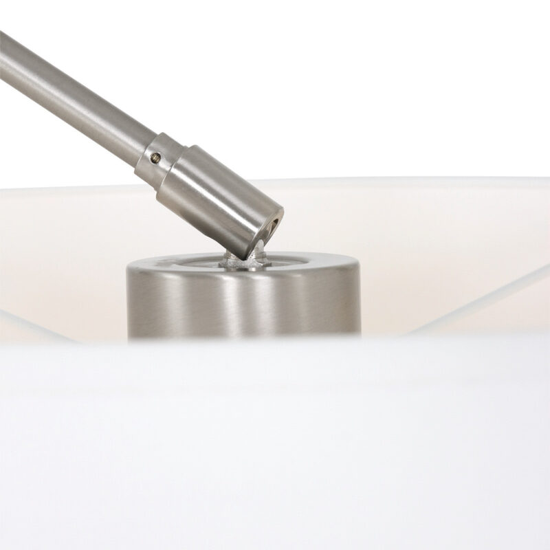 Staalkleurige vloerlamp Prestige Chic 9718ST met wit taps toelopende linnen kap - Afbeelding 17