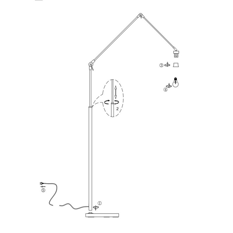 Staalkleurige vloerlamp Prestige Chic 9719ST met wit grof linnen kap - Afbeelding 9