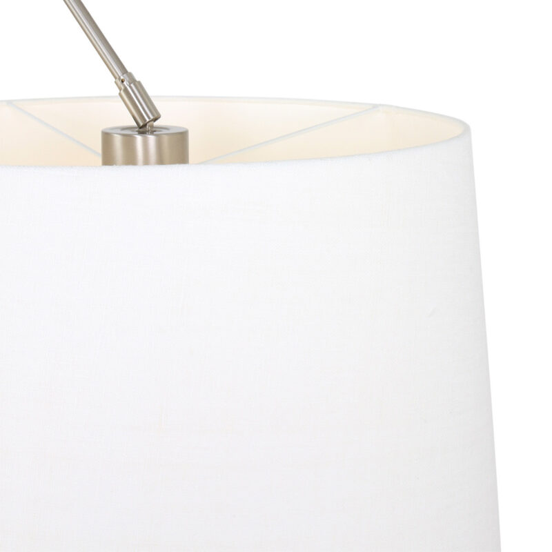 Staalkleurige vloerlamp Prestige Chic 9719ST met wit grof linnen kap - Afbeelding 17