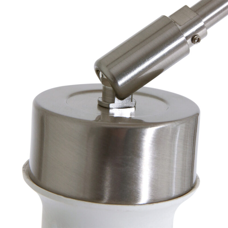 Staalkleurige vloerlamp Prestige Chic 9719ST met wit grof linnen kap - Afbeelding 5