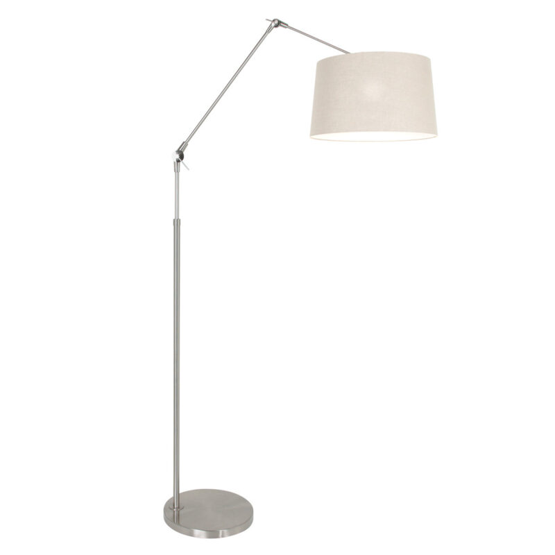 Staalkleurige vloerlamp Prestige Chic 9720ST met grijs taps toelopende linnen kap - Afbeelding 2