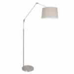 Staalkleurige vloerlamp Prestige Chic 9720ST met grijs taps toelopende linnen kap Moderne vloerlamp met verstelbare arm en grote stoffen lampenkap, ideaal voor woonkamer en leeshoek. Perfecte mix van functionaliteit en stijl voor een sfeervolle verlichting.