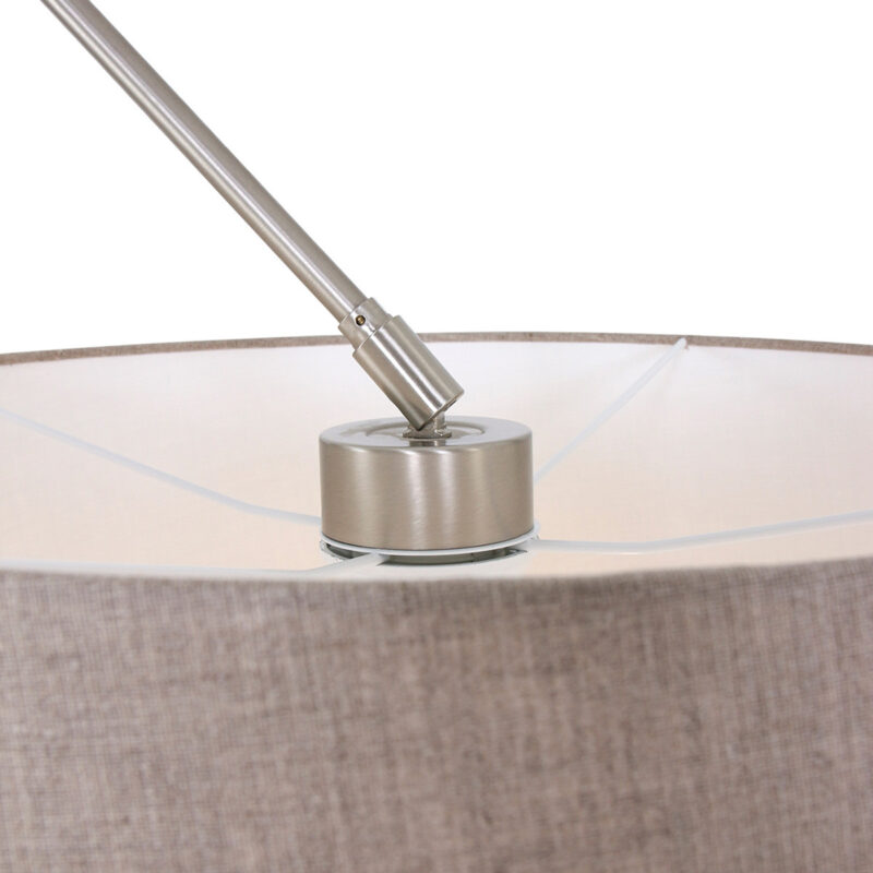 Staalkleurige vloerlamp Prestige Chic 9720ST met grijs taps toelopende linnen kap - Afbeelding 16