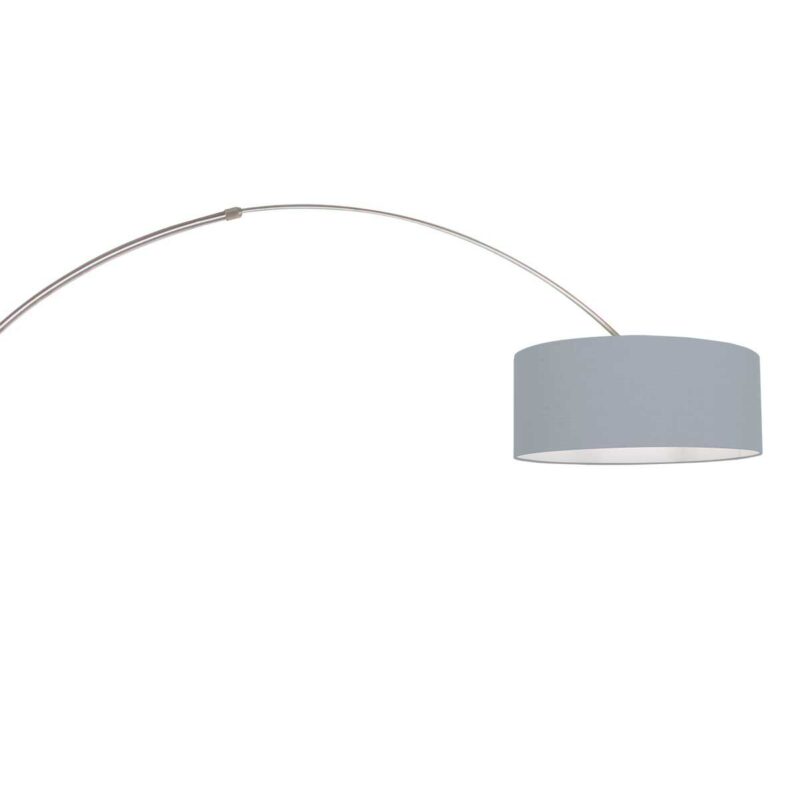 Staalkleurige vloerlamp / booglamp Sparkled Light 3927ST inclusief blauw linnen kap - Afbeelding 14