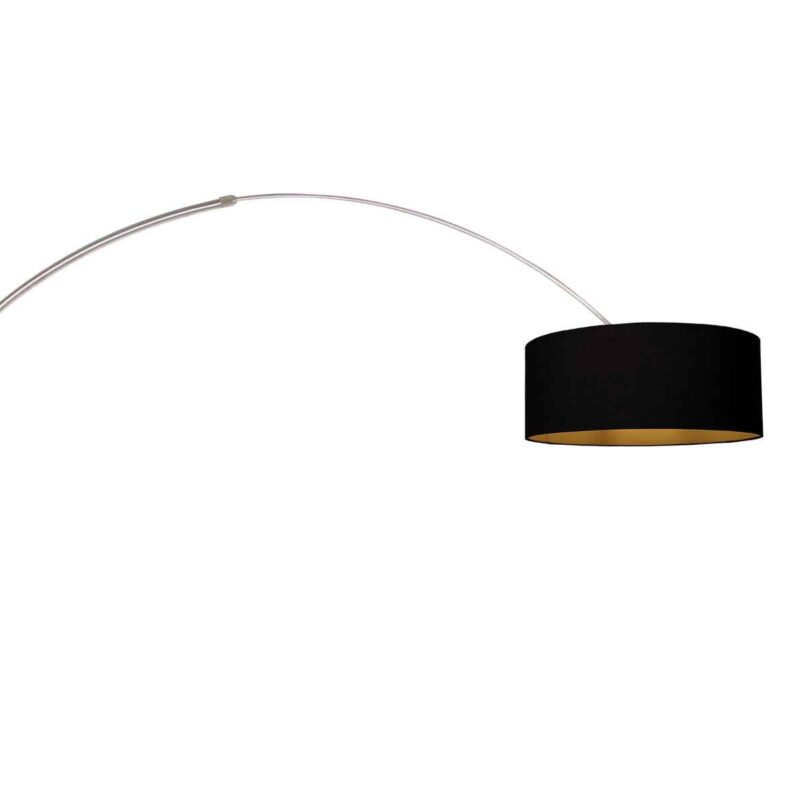 Staalkleurige vloerlamp / booglamp Sparkled Light 3963ST inclusief zwarte kap met goudkleurige binnenkant. - Afbeelding 14