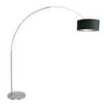 Stålfarvet gulvlampe / buelampe Sparkled Light 8124ST inklusive grøn fløjlsskærm