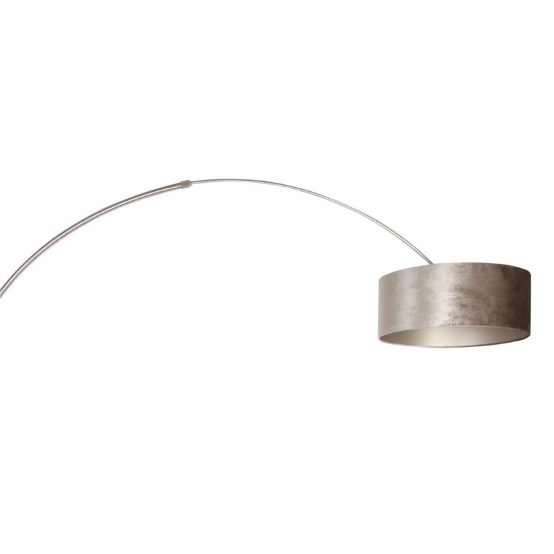 Staalkleurige vloerlamp / booglamp Sparkled Light 8125ST inclusief grijs / zilver velours kap - Afbeelding 15
