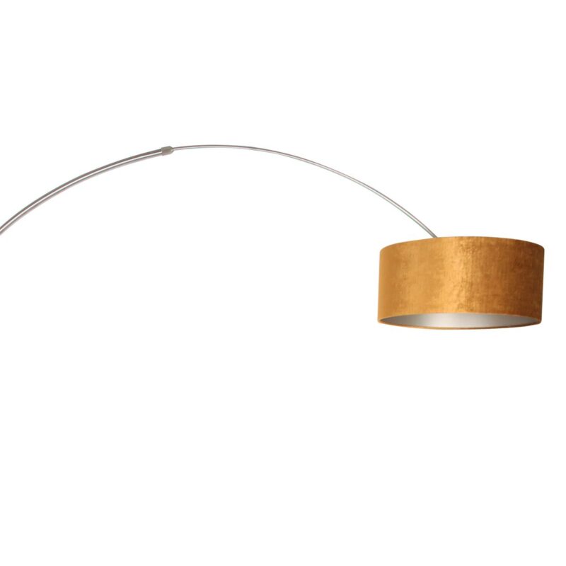 Staalkleurige vloerlamp / booglamp Sparkled Light 8126ST inclusief goud velours kap - Afbeelding 15
