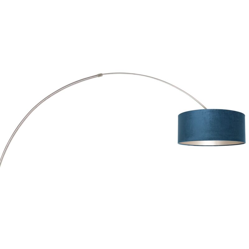 Staalkleurige vloerlamp / booglamp Sparkled Light 8241ST inclusief blauw velours kap - Afbeelding 15